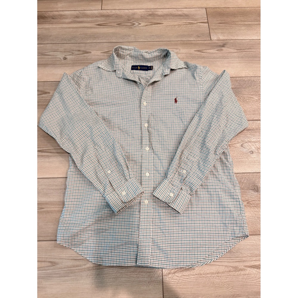 Ralph Lauren Mens M Tattersall Check Cotton Button Down Shirt Blue Green Brown